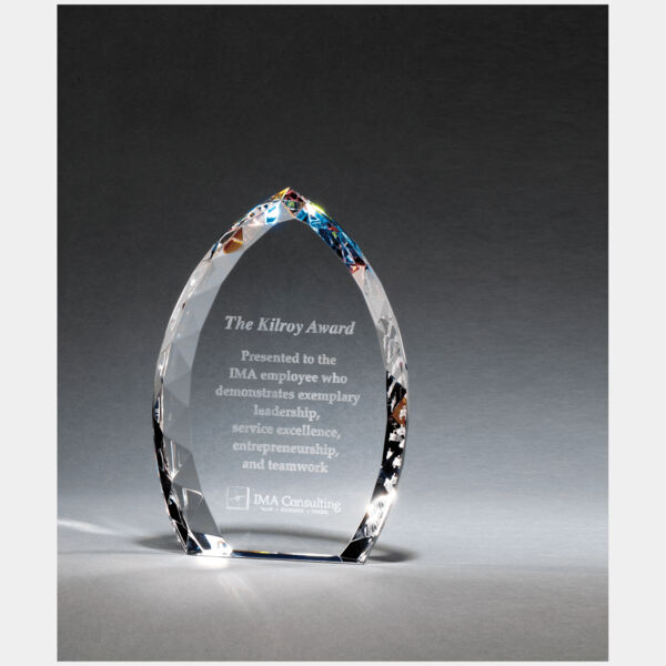 6" x 8" x 1 1/8" (Tapered) Crystal Flame with Jeweled Edge and Prism-Effect Thumbnail