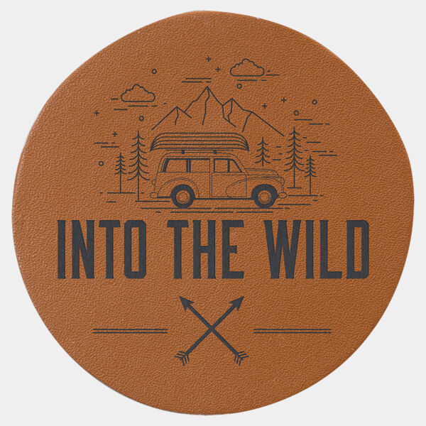 2 1/2" Round Caramel Genuine Leather Patch with Adhesive Thumbnail