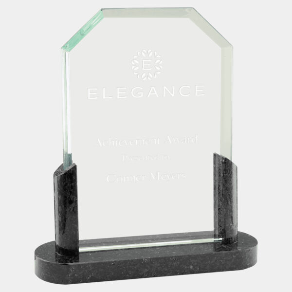 7" Clipped Corners Glass with Marble Base Thumbnail