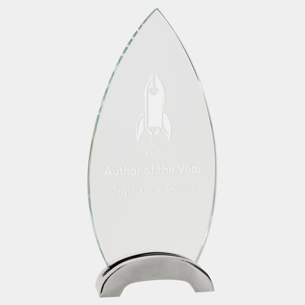 9 1/4" Oval Platinum Glass with Arch Metal Base Thumbnail