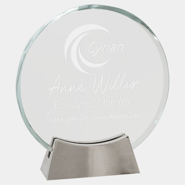 6 1/4" Round Platinum Glass with Full Metal Base Thumbnail