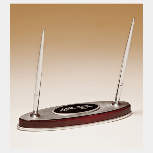 6 1/2" x 7 3/8" Piano Finish Pen Set with Aluminum Accents Thumbnail