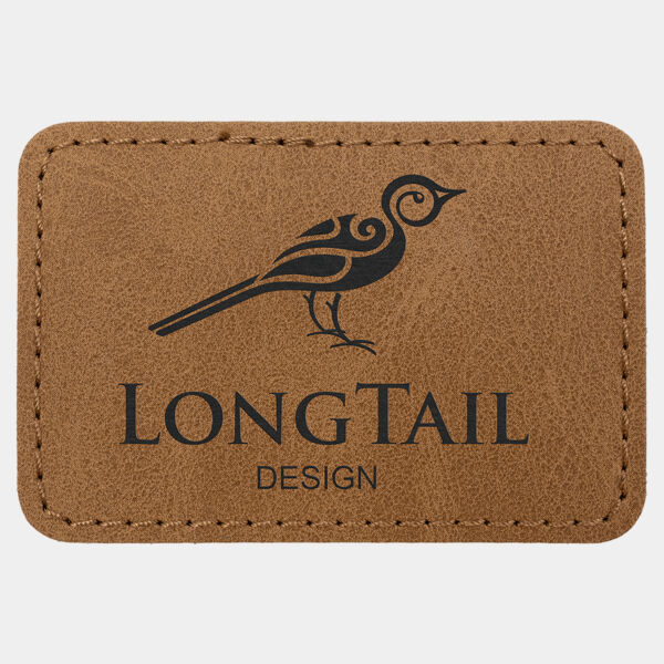 3" x 2" Medium Brown Premier Laserable Leatherette Rectangle Patch with Kota Pro Adhesive - Creekside Collection Thumbnail