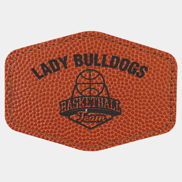 3 1/2" x 2 1/2" Hex Basketball Laserable Leatherette Patch with Adhesive Thumbnail
