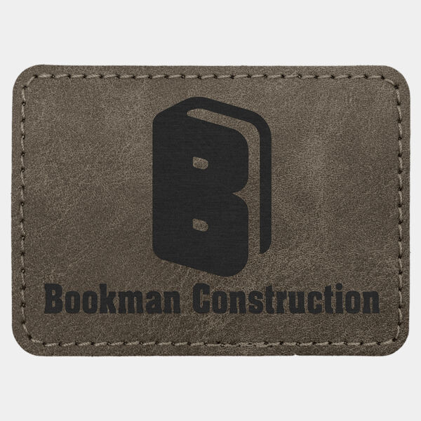 3 1/2" x 2 1/2" Dark Premier Laserable Leatherette Rectangle Patch with Kota Pro Adhesive - Creekside Collection Thumbnail