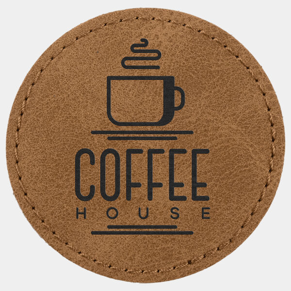 2 1/2" Medium Brown Premier Laserable Leatherette Round Patch with Kota Pro Adhesive - Creekside Collection Thumbnail