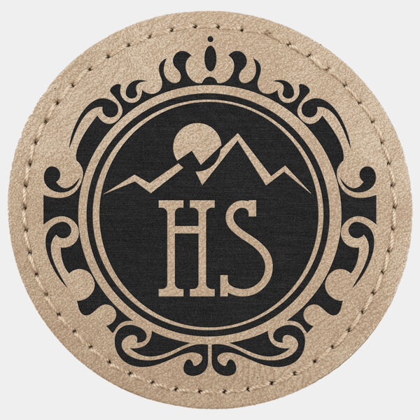 2 1/2" Light Tan Premier Laserable Leatherette Round Patch with Kota Pro Adhesive - Creekside Collection Thumbnail