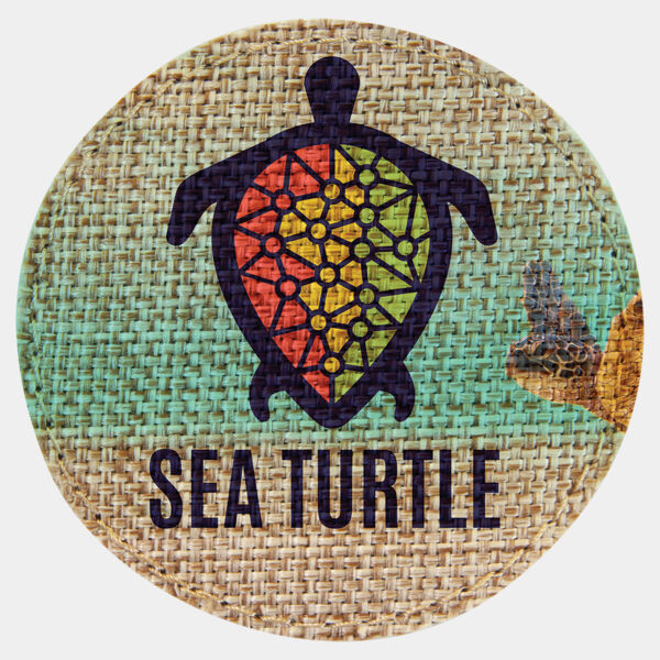 3" Round Burlap Sublimatable Patch with Adhesive Thumbnail