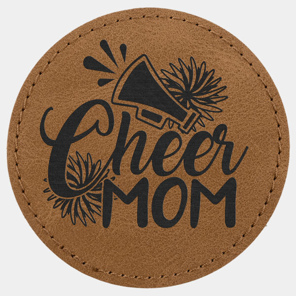 3" Medium Brown Premier Laserable Leatherette Round Patch with Kota Pro Adhesive - Creekside Collection Thumbnail