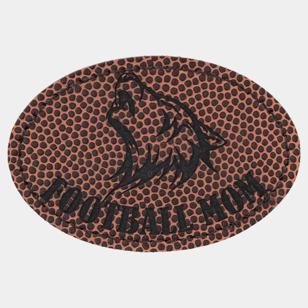3" x 2" Oval Football Laserable Leatherette Patch with Adhesive Thumbnail
