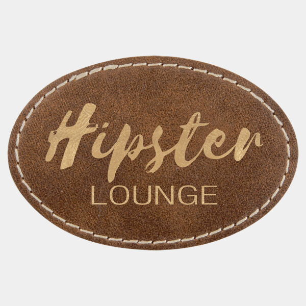 3" x 2" Rustic/ Laserable Leatherette Oval Patch with Kota Pro Adhesive Thumbnail