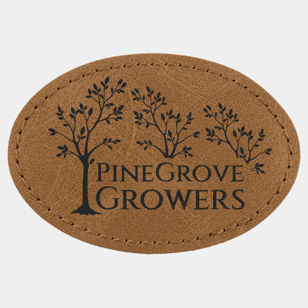 3" x 2" Medium Brown Premier Laserable Leatherette Oval Patch with Kota Pro Adhesive - Creekside Collection Thumbnail