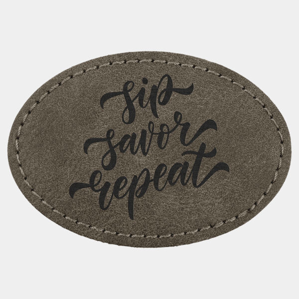 3" x 2" Dark Premier Laserable Leatherette Oval Patch with Kota Pro Adhesive - Creekside Collection Thumbnail