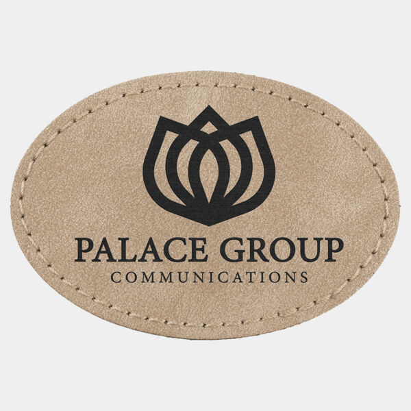 3" x 2" Light Tan Premier Laserable Leatherette Oval Patch with Kota Pro Adhesive - Creekside Collection Thumbnail