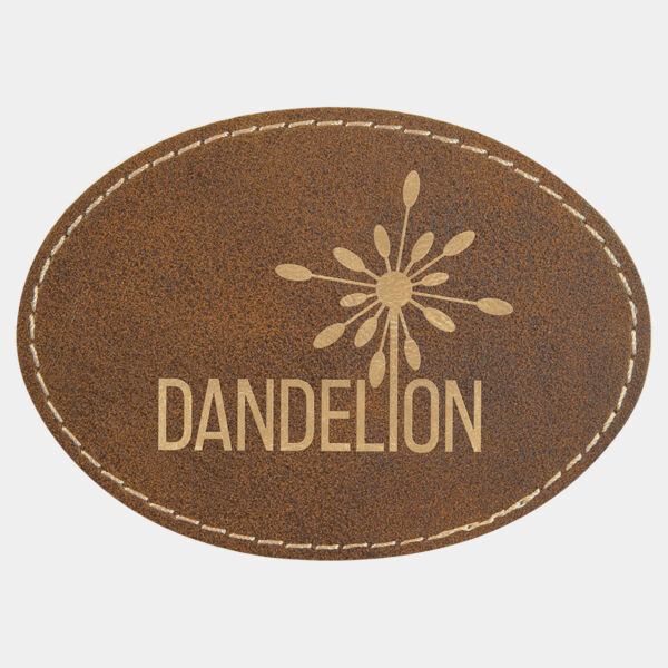 3 1/2" x 2 1/2" Rustic/ Laserable Leatherette Oval Patch with Adhesive Thumbnail