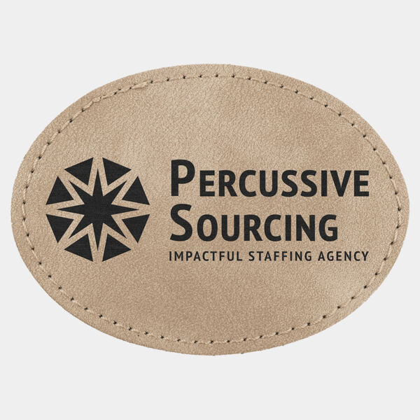 Oval Patch with Kota Pro Adhesive - Laserable Leatherette, Creekside Collection 3 1/2" x 2 1/2", Light Tan Thumbnail