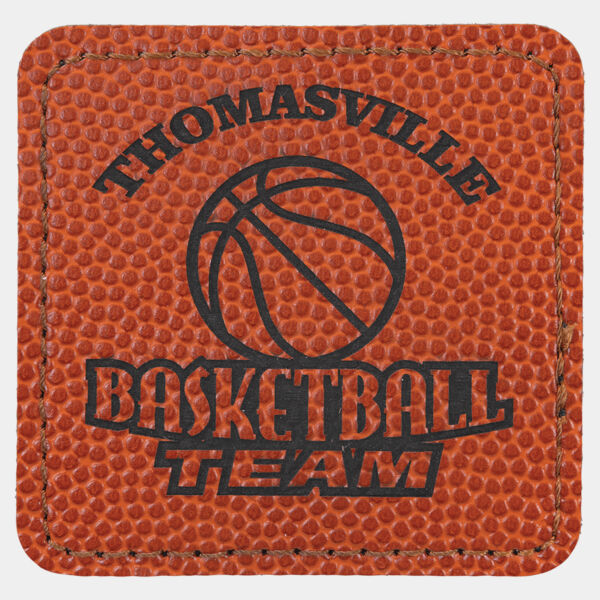 2 1/2" x 2 1/2" Square Basketball Laserable Leatherette Patch with Adhesive Thumbnail