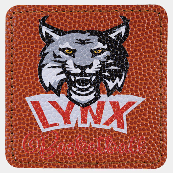 3" x 3" Square Basketball Laserable Leatherette Patch with Adhesive Thumbnail