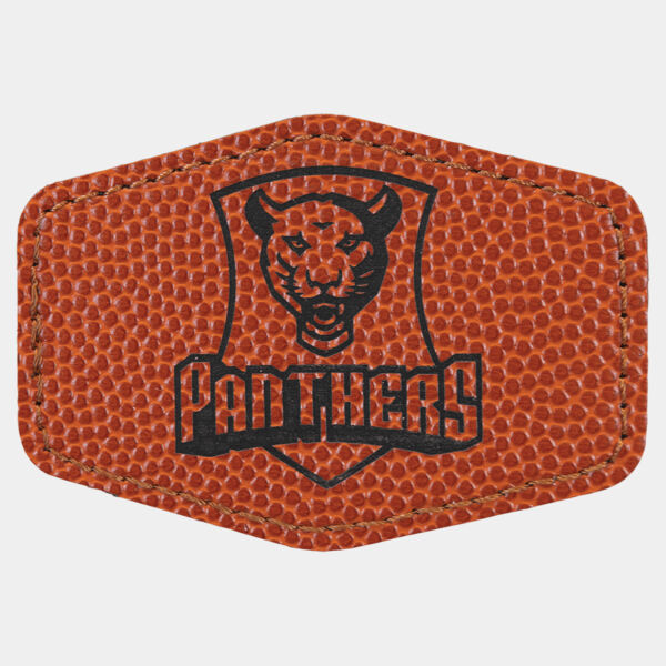 3" x 2" Basketball Laserable Leatherette Hex Patch with Kota Pro Adhesive Thumbnail