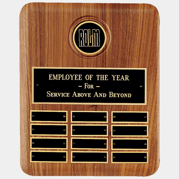 10 1/2" x 13" American 12 Plate Perpetual Plaque w/2 1/2" Brass Disc, Brass Plate Thumbnail