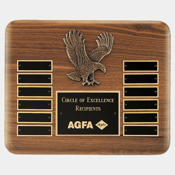 13" X 10 1/2" Solid American Plaque with Finely Detailed Antique Eagle Casting and LaserFX Header and 12 Perpetual Plates Thumbnail