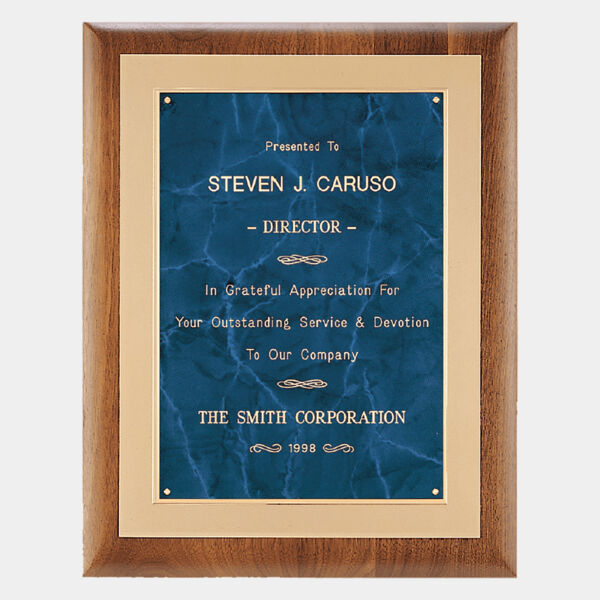 11" x 14" Airflyte Frame with Brushed Metal Background and Sapphire Marble LaserFX Plate Thumbnail