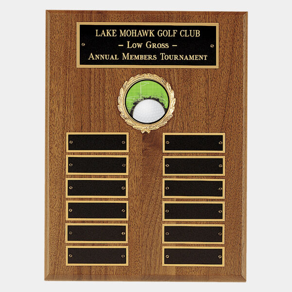 9" x 12" American Perpetual Plaque with 12 Border Laserable Brass Plates and 2" Insert Holder- Witney Series Thumbnail