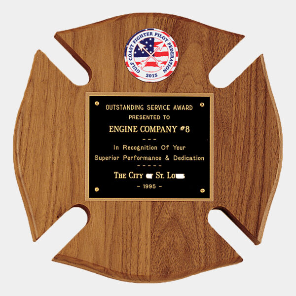 10" x 10" American Maltese Cross Plaque w/ Brass Plate and 2" Insert (sold separately) Thumbnail