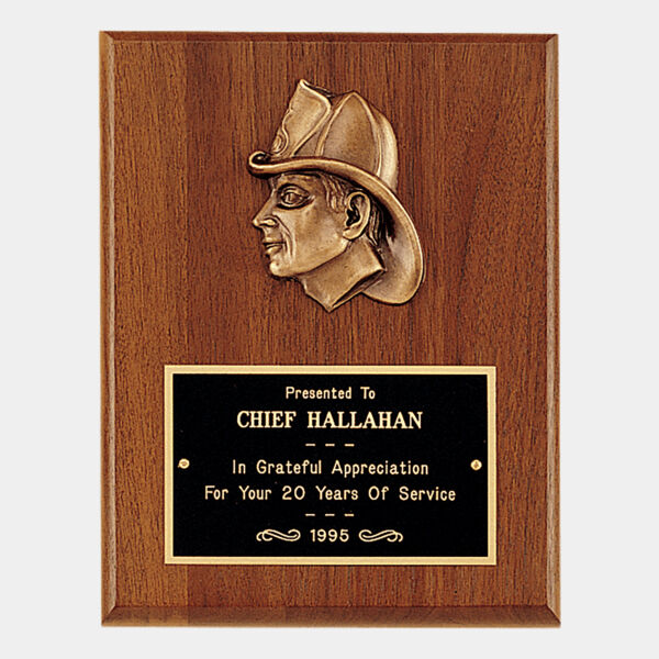 8" x 10" American Plaque with Firefighter Relief and Brass Plate Thumbnail