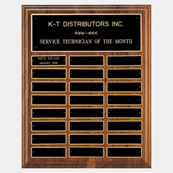 12" x 15"/Plates 1" x 3 1/4" Step-Edge 24 Plate Perpetual Plaque with Brass Plate Thumbnail