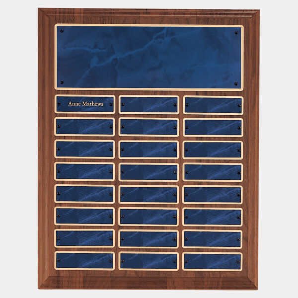 12" x 15"/Plates 1" x 3 1/4" American 24 Plate Perpetual Plaque with Sapphire Marble Brass Plates Thumbnail