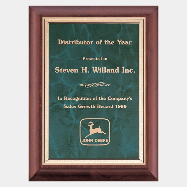 7" x 9" Hand Rubbed Finish Plaque with Emerald Marble Border LaserFX Plate Thumbnail