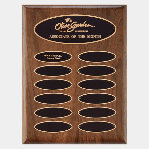 9" x 12"/Plates 1" x 3 1/4" American 12 Plate Perpetual Plaque with Brass Elliptical Plates Thumbnail
