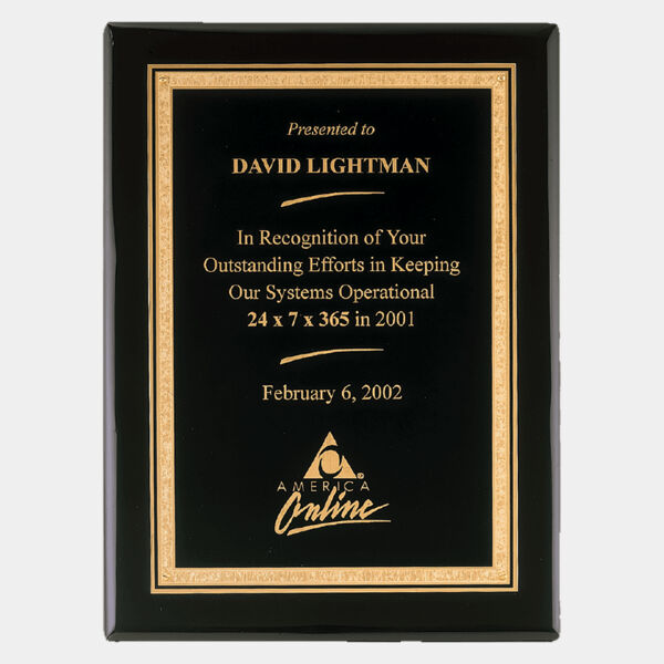 11" x 14" Airflyte Premium Piano Finish Plaque with Florentine Border LaserFX Plate Thumbnail