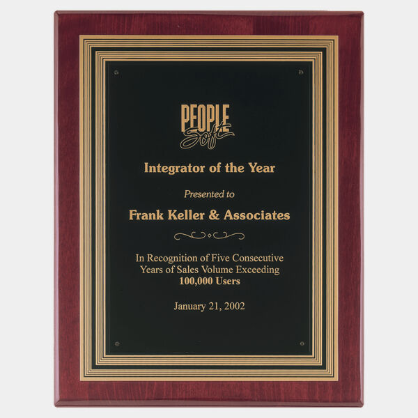 11" x 14" Piano Finish Plaque, Embossed Back Plate & Brass Plate Thumbnail