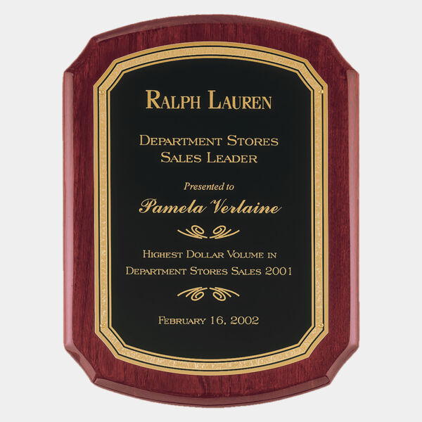 9" x 12" Airflyte Piano Finish Plaque with Florentine Border LaserFX Plate Thumbnail