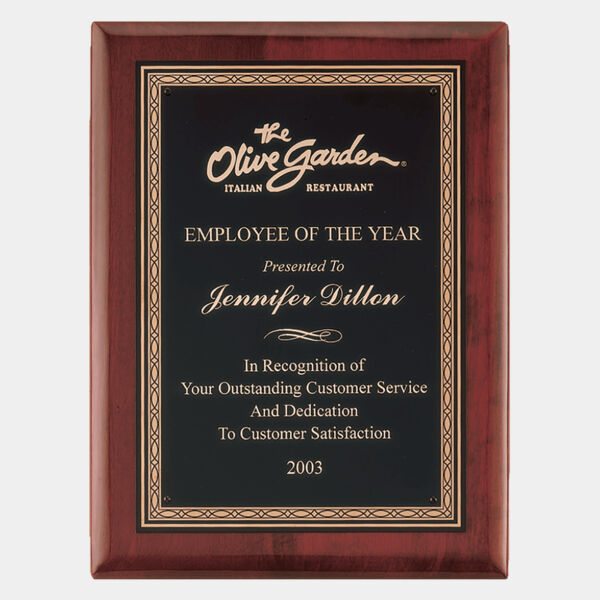 10 1/2" x 13" Airflyte Premium Piano Finish Plaque with Border Laserable Brass Plate Thumbnail