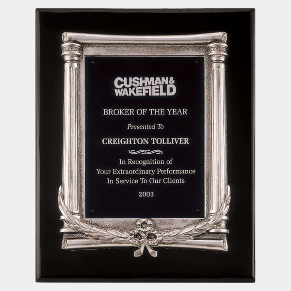 10 1/2" x 13" Piano Finish Plaque, Antique Frame Casting & Aluminum Plate Thumbnail