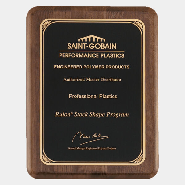 8" x 10 1/2" Airflyte Premium Piano Finish Plaque with Florentine Border LaserFX Plate Thumbnail