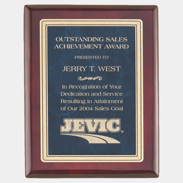 8" x 10" Piano Finish Plaque with Sapphire Marble/ Florentine Design LaserFX Plate Thumbnail