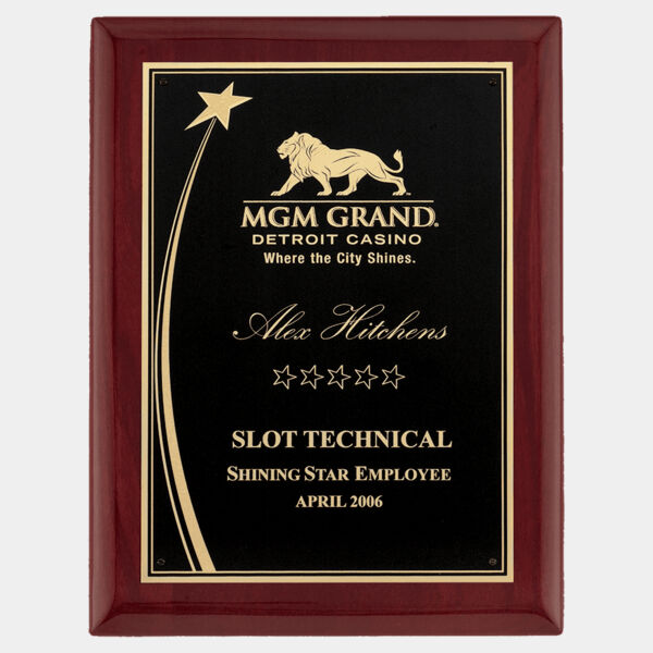 7" x 9" Airflyte Premium Piano Finish Plaque with Shooting Star Accent Engraving Plate Thumbnail