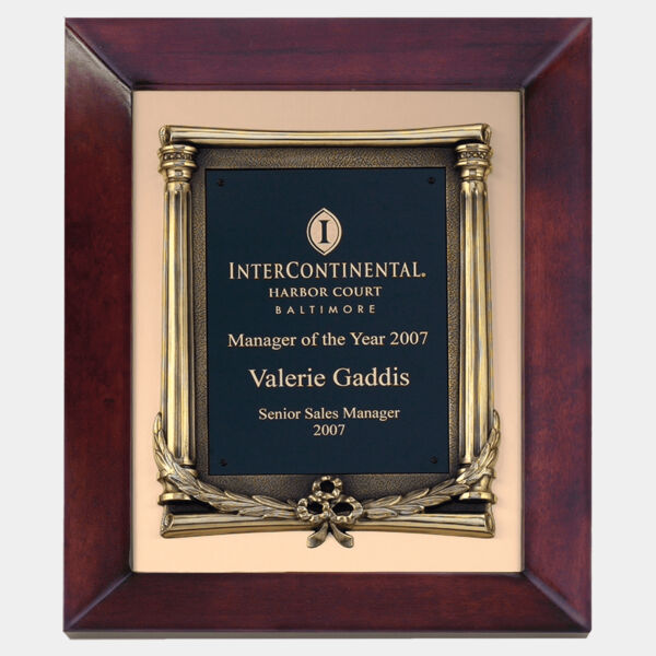 12" x 15" Airflyte Finish Frame with Antique Finished Metal Frame on a Brushed Metal Background with a Laserable Brass Plate Thumbnail