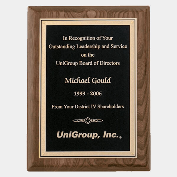 9" x 12" Airflyte Piano Finish Plaque with Textured Florentine Border LaserFX Plate Thumbnail