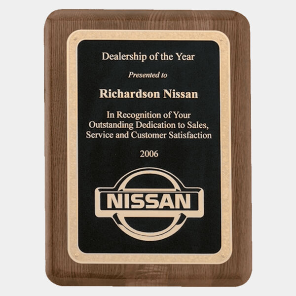 8" x 10 1/2" Airflyte Piano Finish Plaque with Textured Florentine Border LaserFX Plate Thumbnail