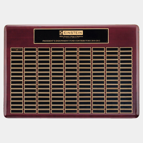 22" x 30" Piano Finish 144 Plate Perpetual Plaque with Brass Plates Thumbnail