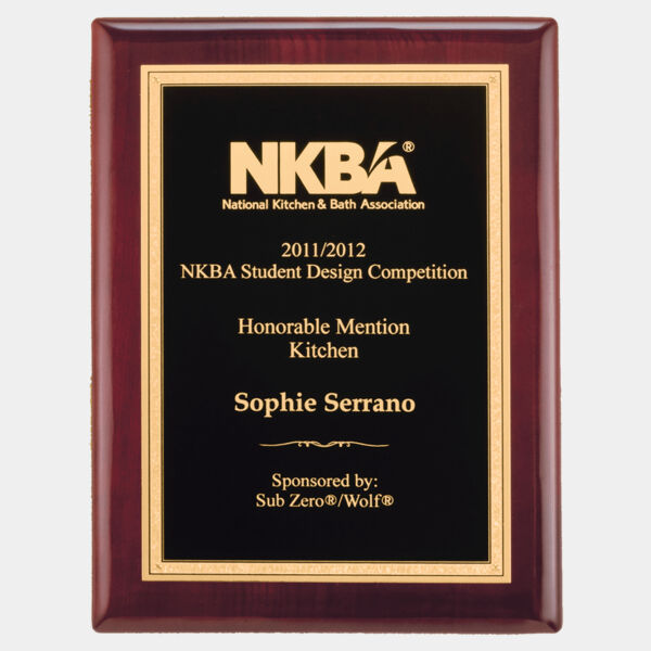 7" x 9" Airflyte Piano Finish Plaque with Textured Florentine Border LaserFX Plate Thumbnail