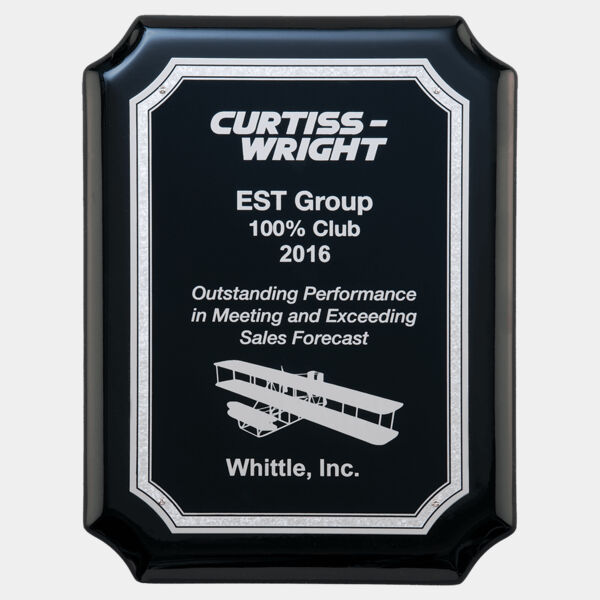 8" x 10 1/2" High Gloss Plaque with Florentine Border Laserable Aluminum Plate Thumbnail