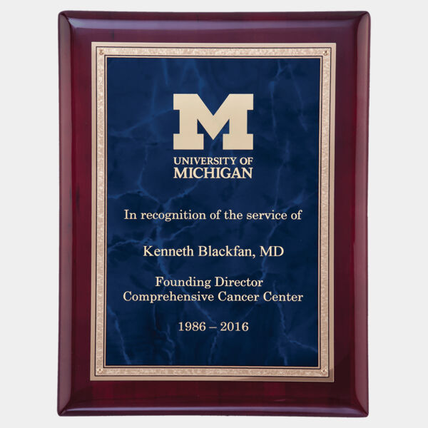 9" x 12" Airflyte Piano Finish Plaque with Sapphire Marble and Florentine Border LaserFX Plate Thumbnail