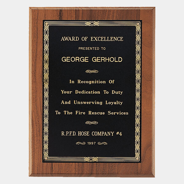 9" x 12" Jewelers Laserable Border Plate on an American Plaque- Sheffield Series Thumbnail