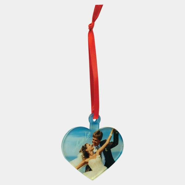 3" Heart Sublimatable Acrylic Ornament with Ribbon Thumbnail